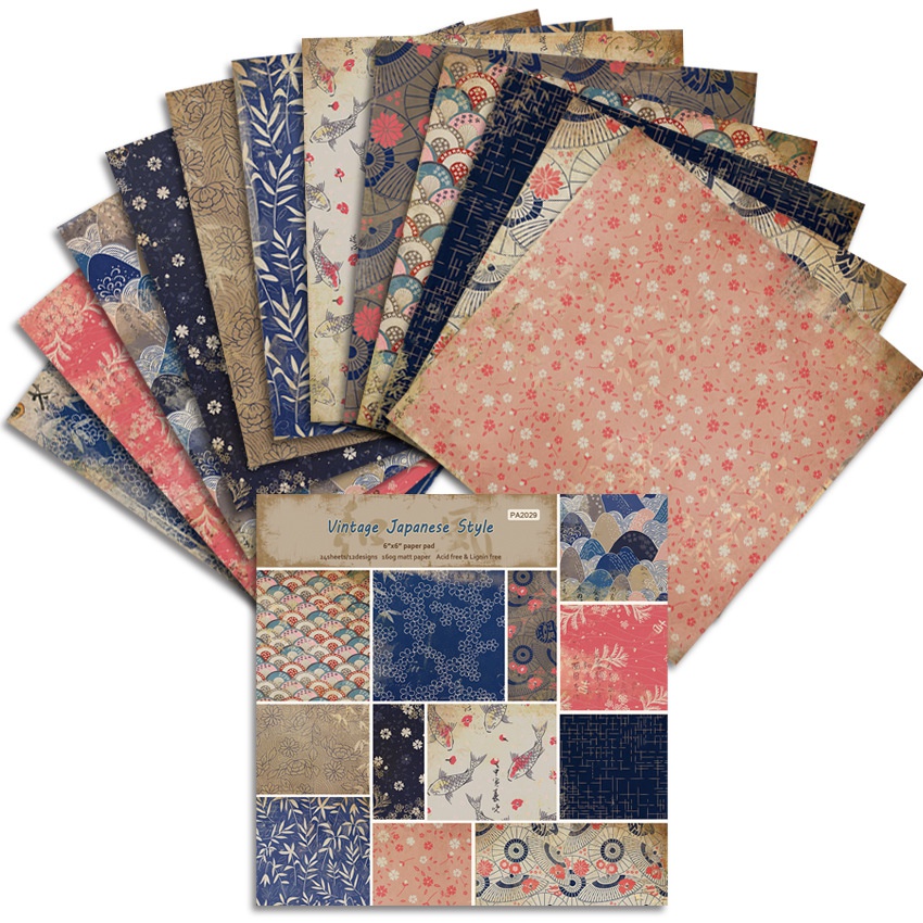 Art Craft Background - 24 Sheets Vintage Japanese Style Craft