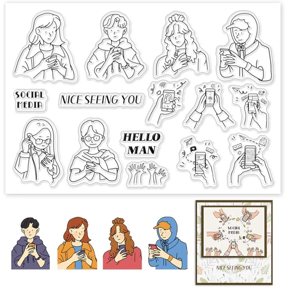 Rubber Stamp Blank - Social Media Theme Clear Stamps Transparent