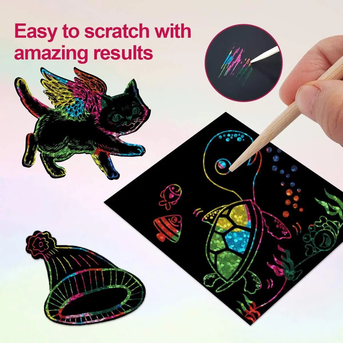 Art Craft Stick - Many Creative Scratch Art Cards Kit!