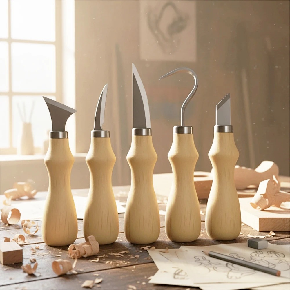 5Pcs Wood Carving Tools Set,Cu - Craft Art Set ulasan dan harga