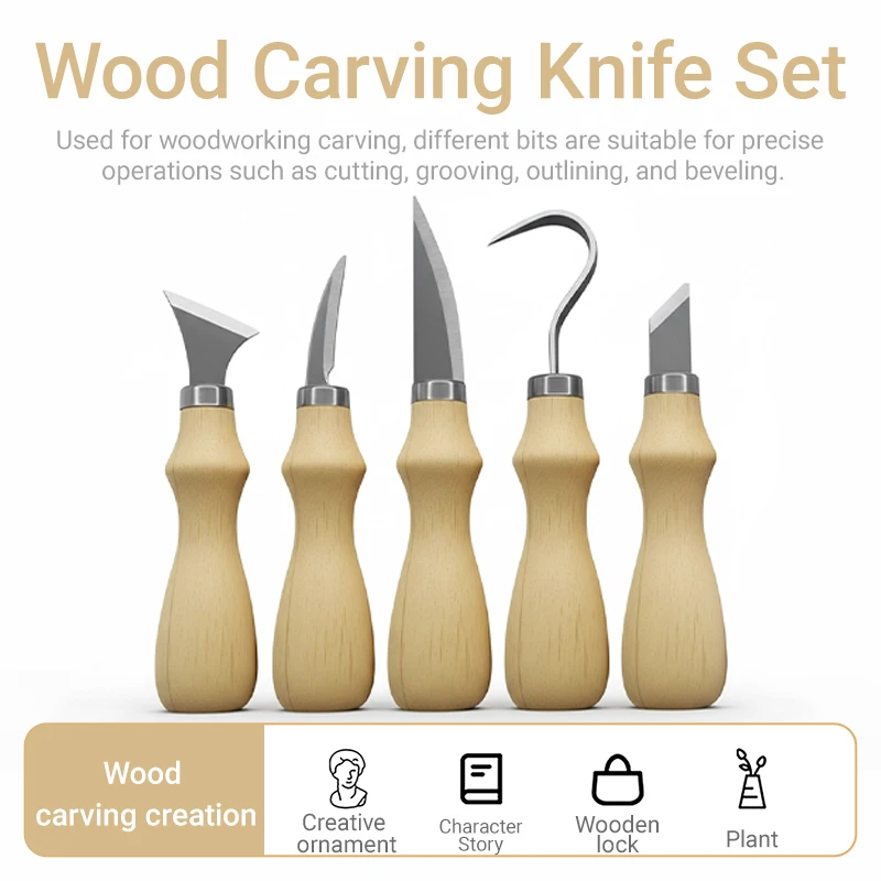 5Pcs Wood Carving Tools Set,Cu - Craft Art Set ulasan dan harga