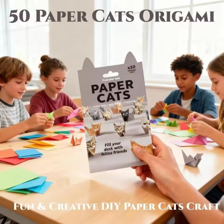50Pcs DIY 3D Origami Kit Cats  - Dinosaur And Craft ulasan dan harga