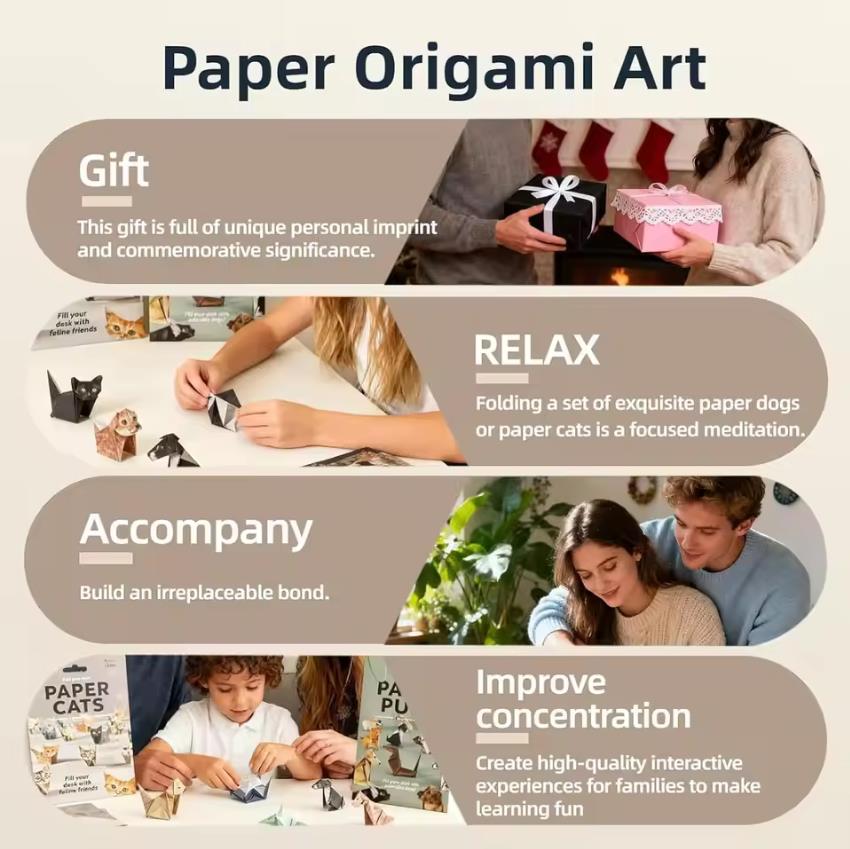 50Pcs DIY 3D Origami Kit Cats  - Dinosaur And Craft ulasan dan harga
