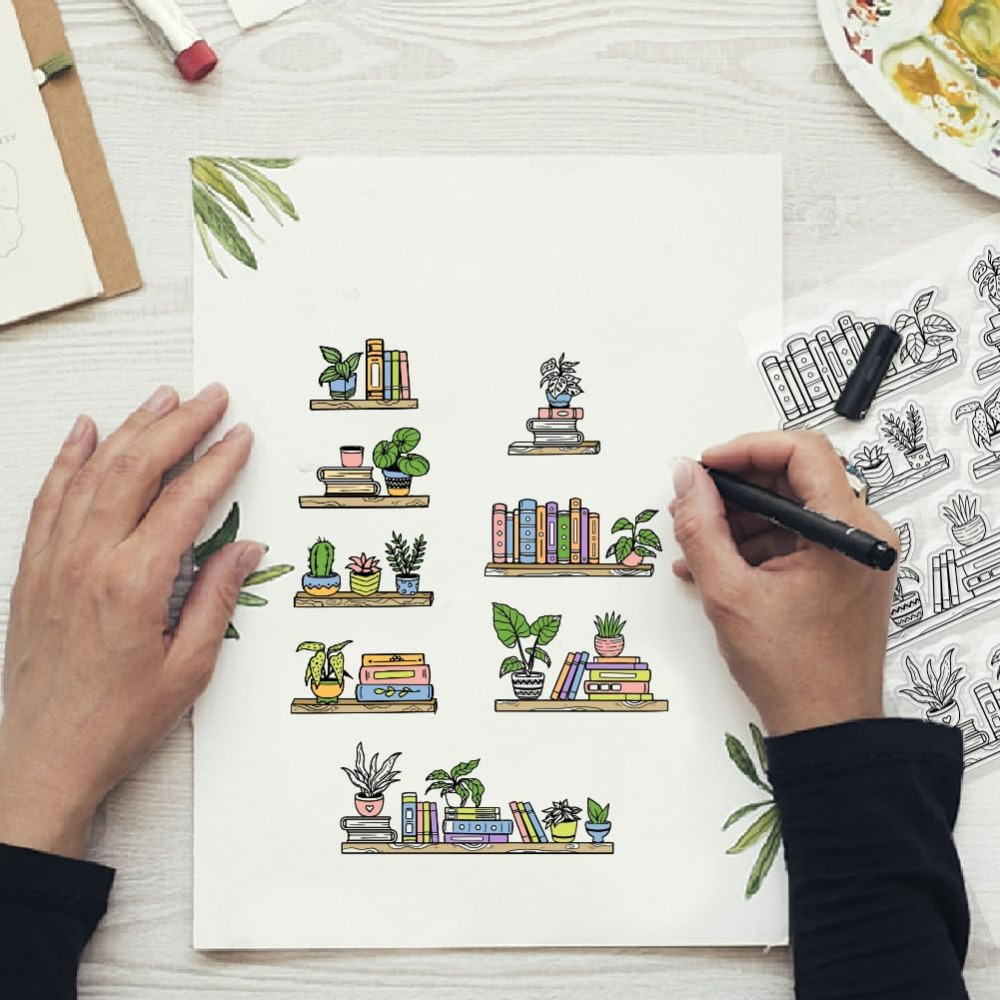 Potted Bookshelf Clear Stamps  - Rubber Stamp Blank ulasan dan harga