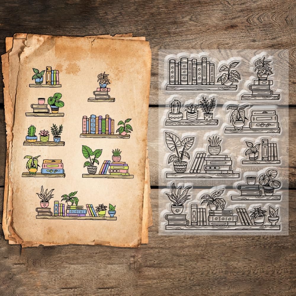 Potted Bookshelf Clear Stamps  - Rubber Stamp Blank ulasan dan harga
