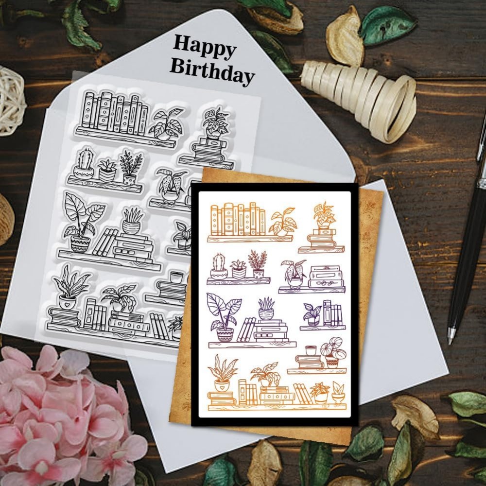 Potted Bookshelf Clear Stamps  - Rubber Stamp Blank ulasan dan harga