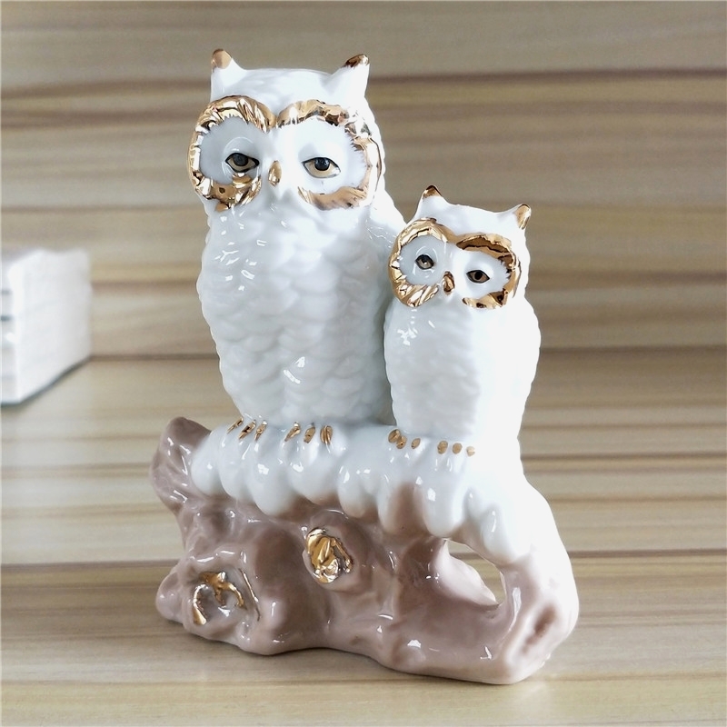 Gilt Porcelain Mother Owl Figu - Art And Craft For Mother'S Day ulasan dan harga
