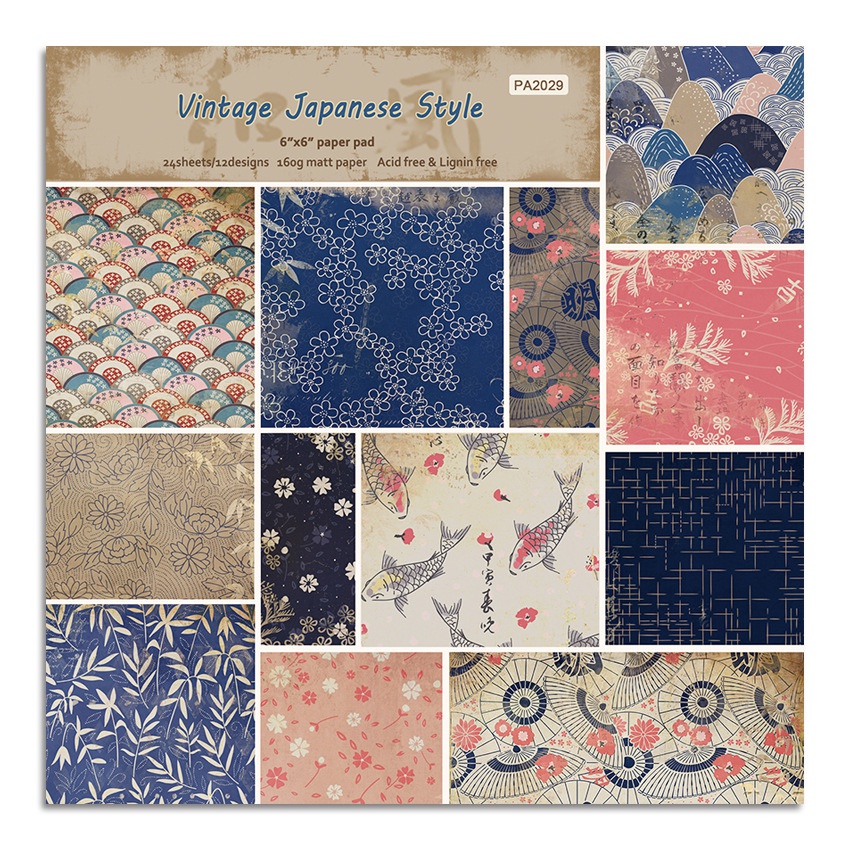 24 Sheets Vintage Japanese Sty - Art Craft Background ulasan dan harga