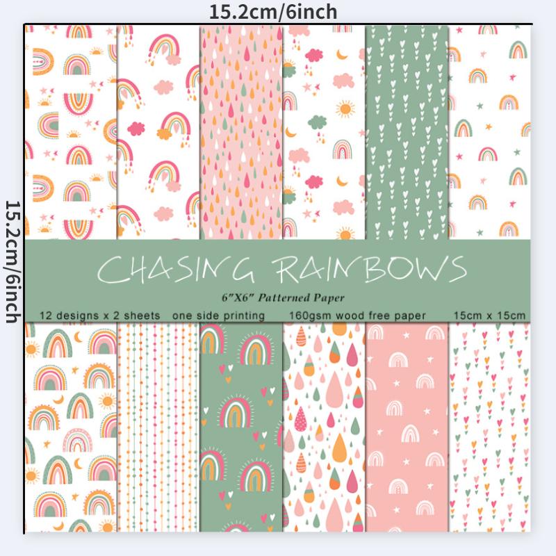 24 Sheets/Set Rainbow Craft Pa - Art Craft Background ulasan dan harga