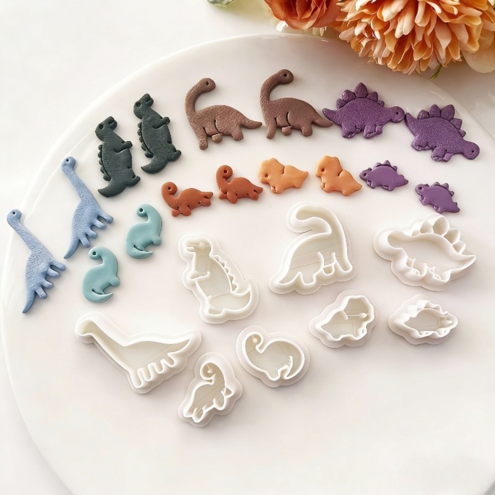 8pcs Cute Dinosaur Clay Cutter - Dinosaur And Craft ulasan dan harga