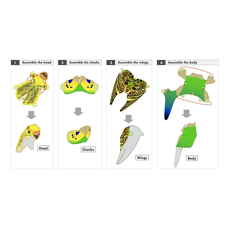 Budgerigar Parrot Bird Handmad - Art Craft Center ulasan dan harga