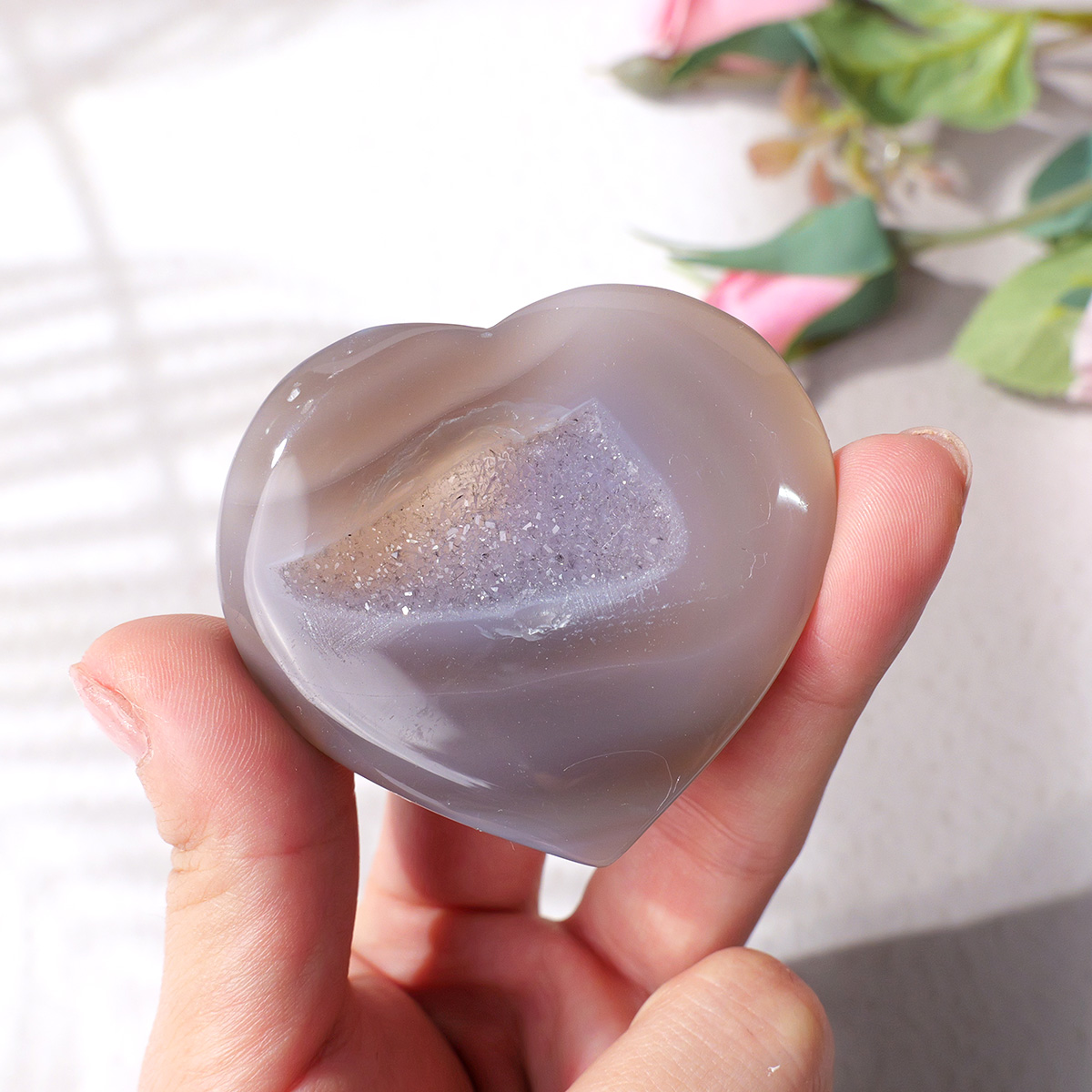 1PC Natural Agate Love Heart S - Art And Craft For Mother'S Day ulasan dan harga