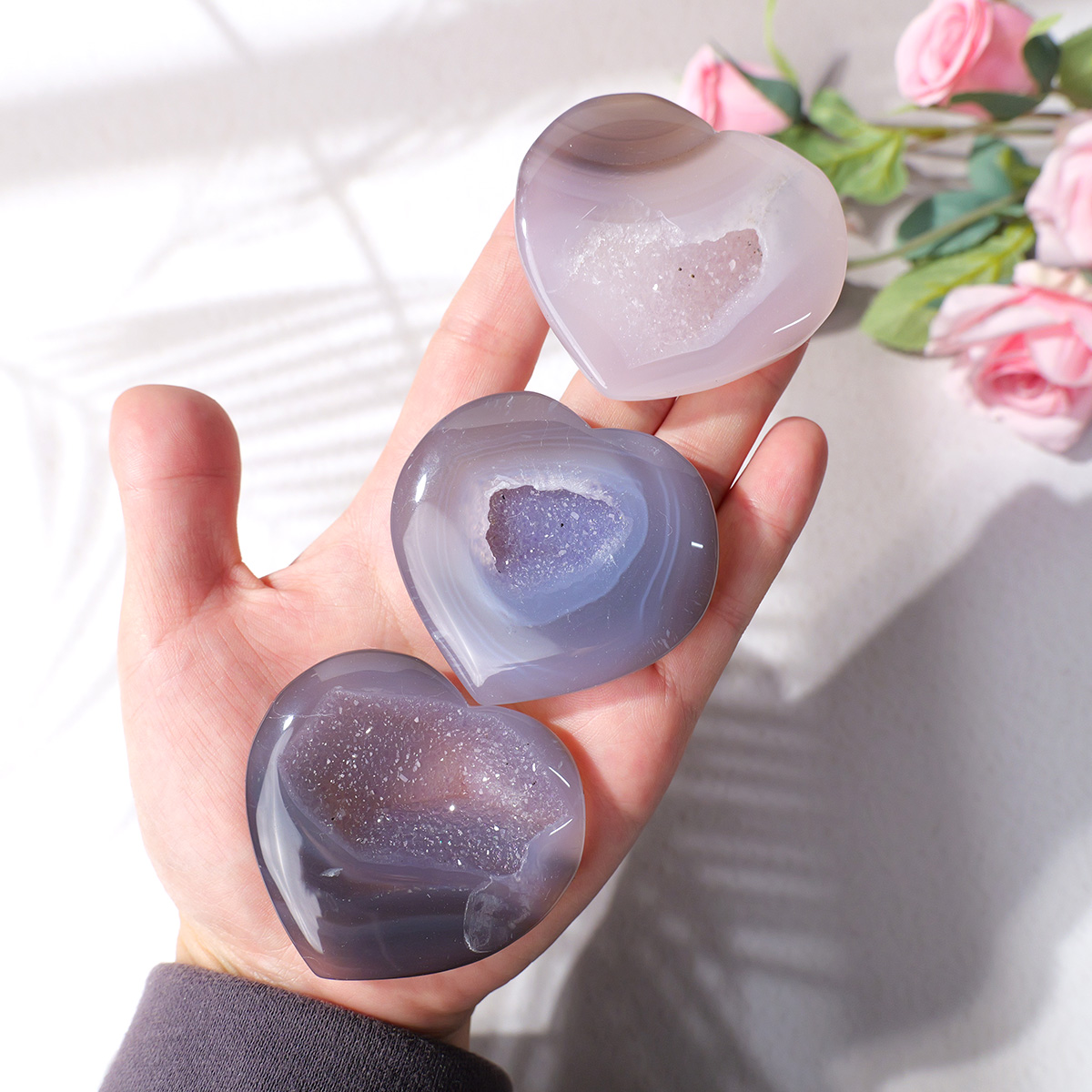 1PC Natural Agate Love Heart S - Art And Craft For Mother'S Day ulasan dan harga
