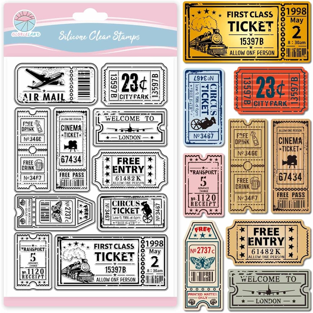 Vintage Ticket Clear Stamp for - Rubber Stamp Blank ulasan dan harga